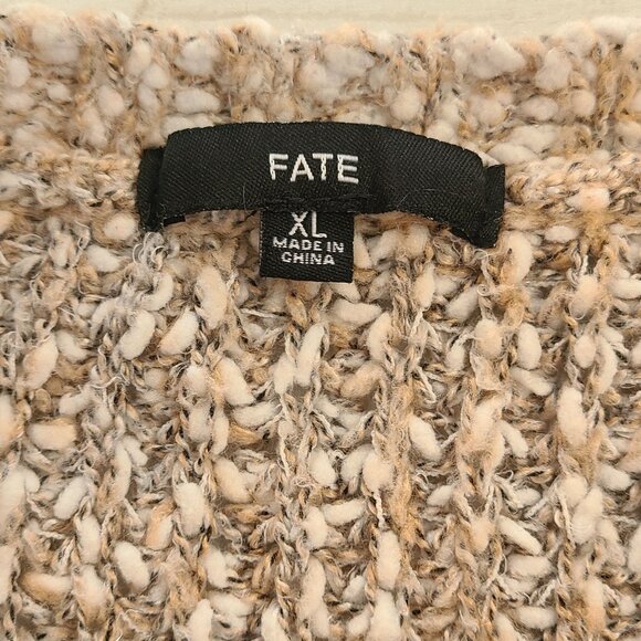 Fate Chunky Knit Cozy Sweater Khaki Tan Crewneck Long Sleeve Womens XL Pullover - Picture 5 of 8